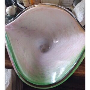Vintage Murano Glassware Crystal Clear Glass Multi-color Bowl, Made In Italy